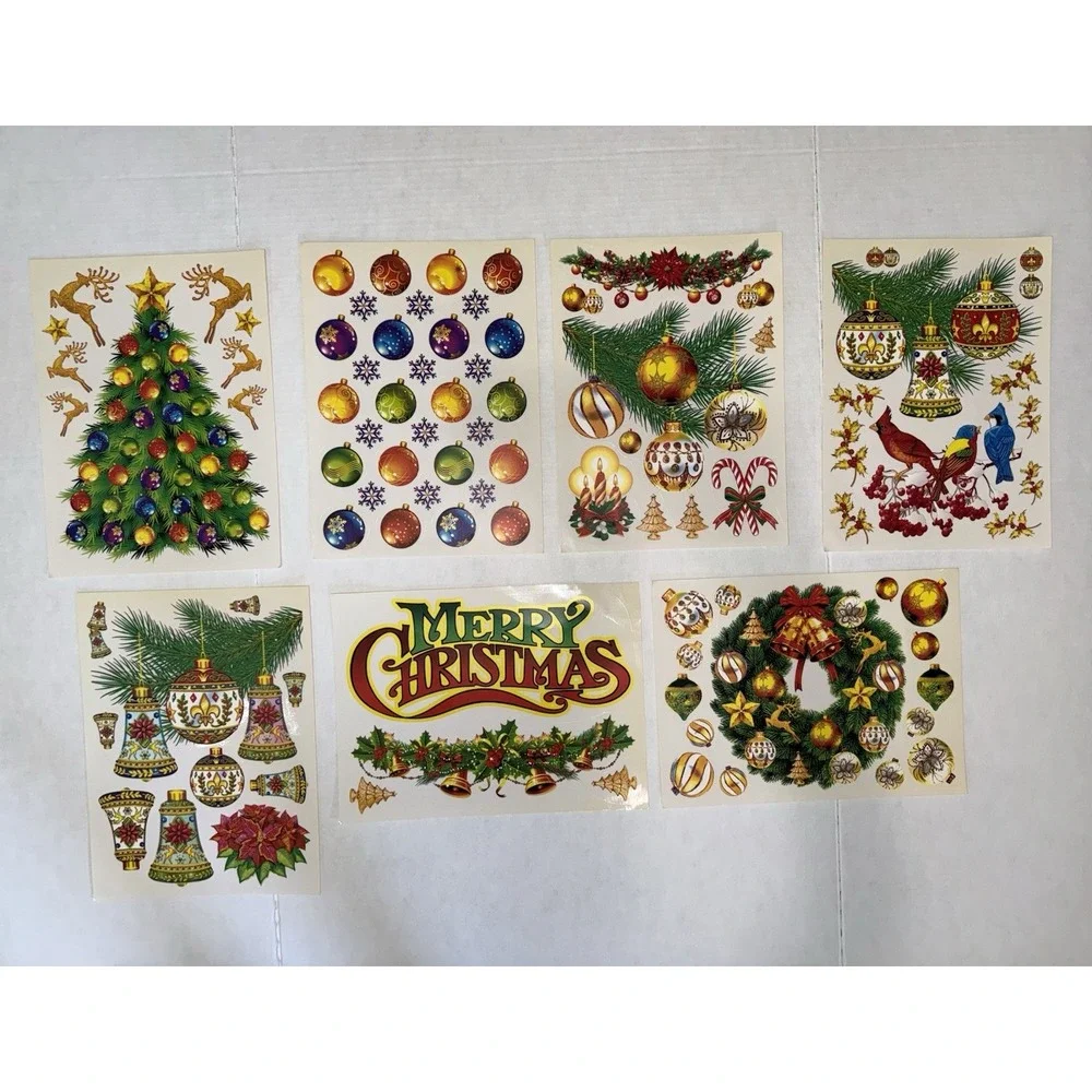 Vtg Super Signs Window Clings 12 Sheets NOS Christmas Halloween Holiday Decor